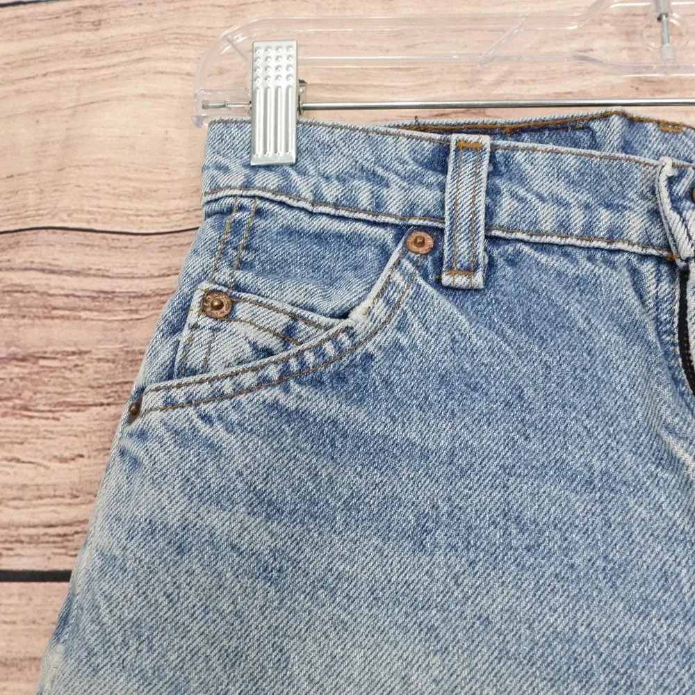 Vintage Levis 510 Regular Jeans Boys 25x25 Blue Denim Made USA Orange Tab